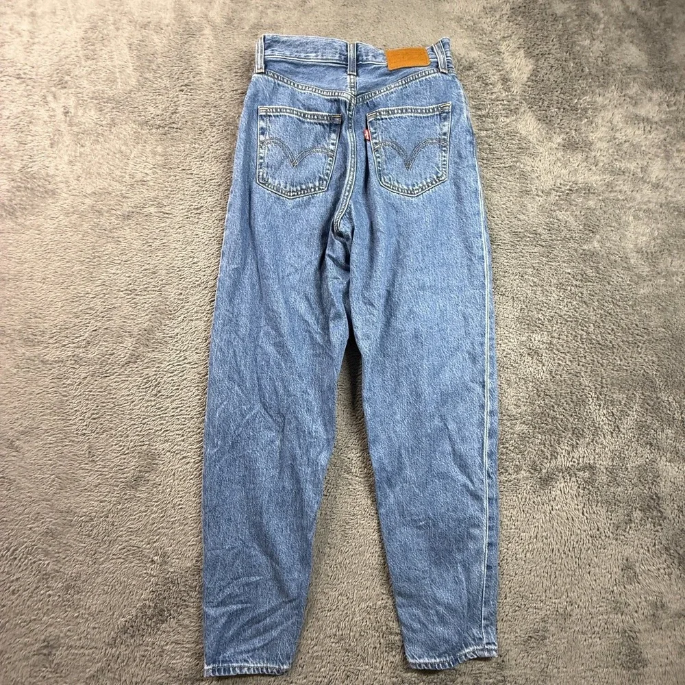 Levis Premium Big E Jeans High Loose Taper Womens 24 Med Wash Blue Denim - Picture 2 of 12